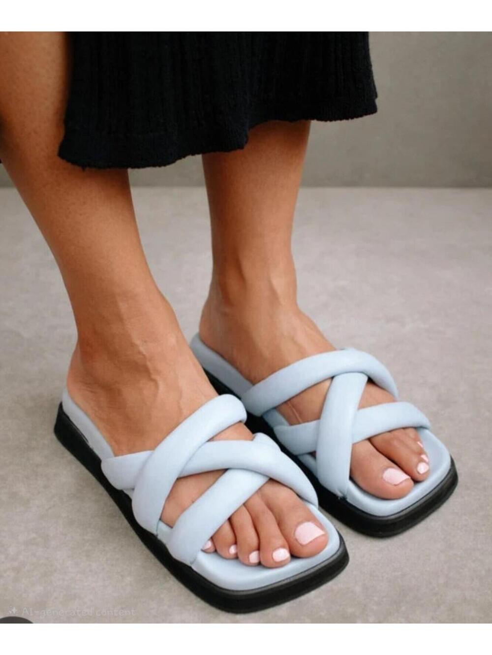 Womens ALOHAS Slip-On CROSS Sandals SIZE 8.5 Baby Blue Color NWOT
